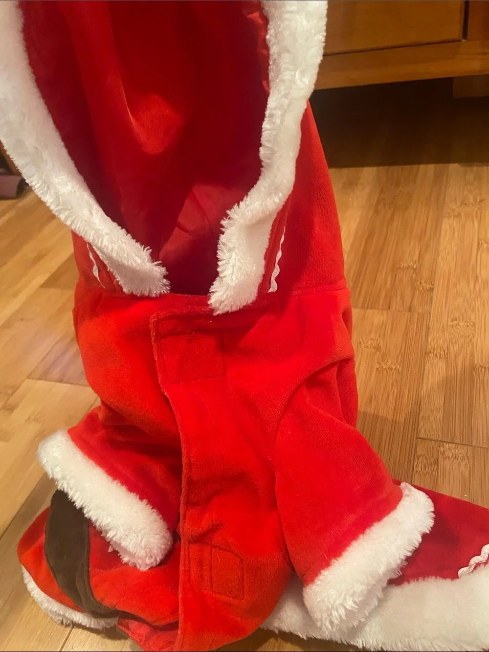 Dog Red Santa Costume Coat with White Trim